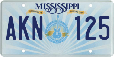 MS license plate AKN125