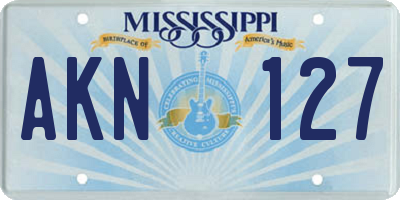MS license plate AKN127