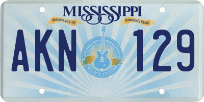 MS license plate AKN129