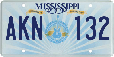 MS license plate AKN132