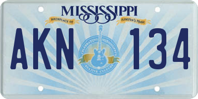 MS license plate AKN134