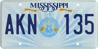 MS license plate AKN135