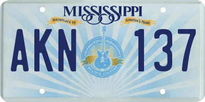 MS license plate AKN137