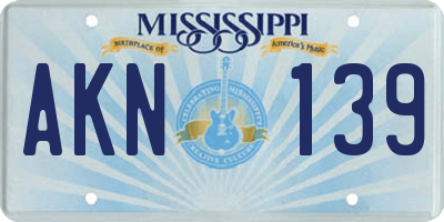 MS license plate AKN139