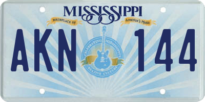 MS license plate AKN144