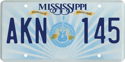 MS license plate AKN145