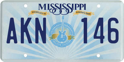 MS license plate AKN146