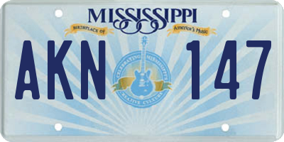 MS license plate AKN147