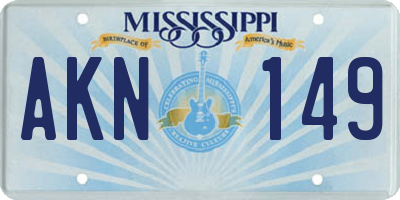 MS license plate AKN149
