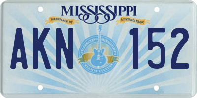 MS license plate AKN152
