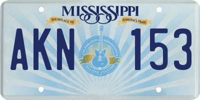 MS license plate AKN153