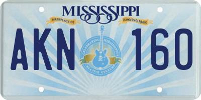 MS license plate AKN160