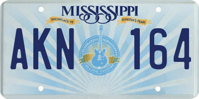 MS license plate AKN164