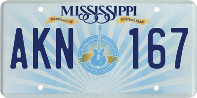 MS license plate AKN167