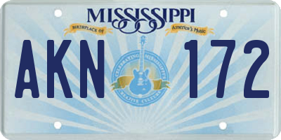 MS license plate AKN172