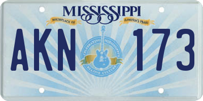 MS license plate AKN173