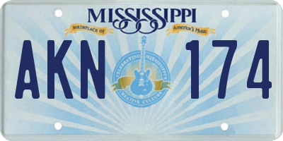 MS license plate AKN174