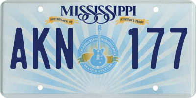 MS license plate AKN177
