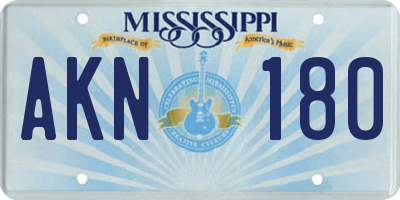 MS license plate AKN180