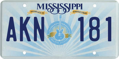 MS license plate AKN181