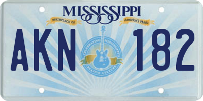 MS license plate AKN182
