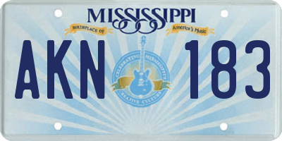 MS license plate AKN183