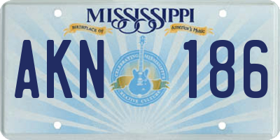 MS license plate AKN186