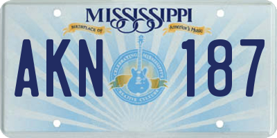 MS license plate AKN187