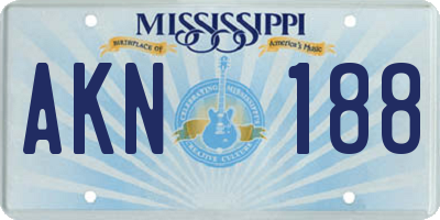 MS license plate AKN188