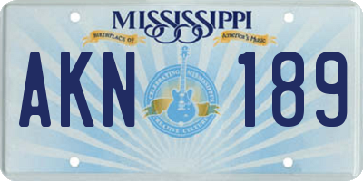MS license plate AKN189
