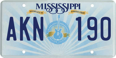 MS license plate AKN190