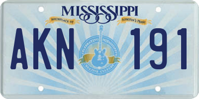 MS license plate AKN191