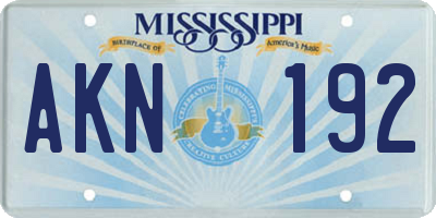 MS license plate AKN192