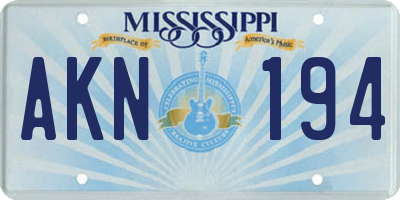 MS license plate AKN194
