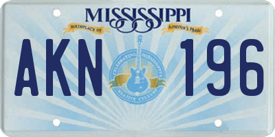 MS license plate AKN196