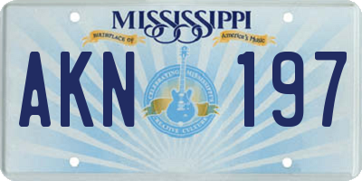 MS license plate AKN197