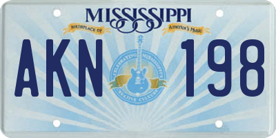 MS license plate AKN198