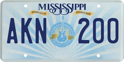 MS license plate AKN200
