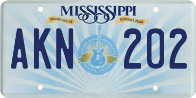 MS license plate AKN202