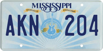 MS license plate AKN204