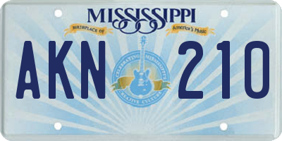 MS license plate AKN210