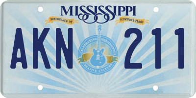 MS license plate AKN211