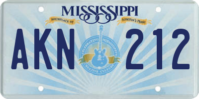 MS license plate AKN212