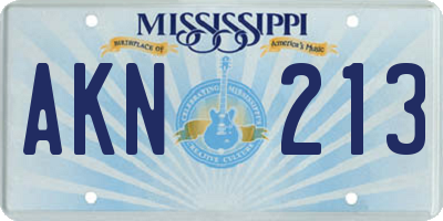 MS license plate AKN213