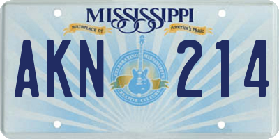 MS license plate AKN214