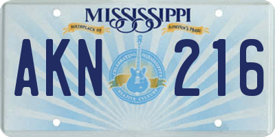 MS license plate AKN216