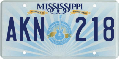 MS license plate AKN218