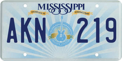 MS license plate AKN219