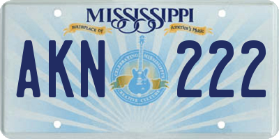 MS license plate AKN222