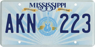 MS license plate AKN223